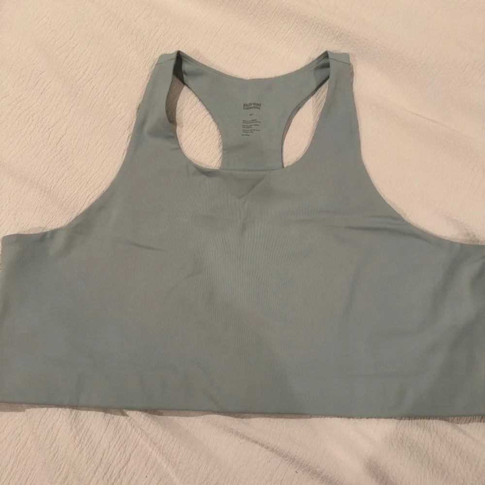 Girlfriend Collective Paloma Racerback Sports Bra Set in Brown‎ and Blue - Picture 6 of 8
